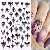 Gothic Black Nail Art Stickers for Elegant Weddings & Halloween