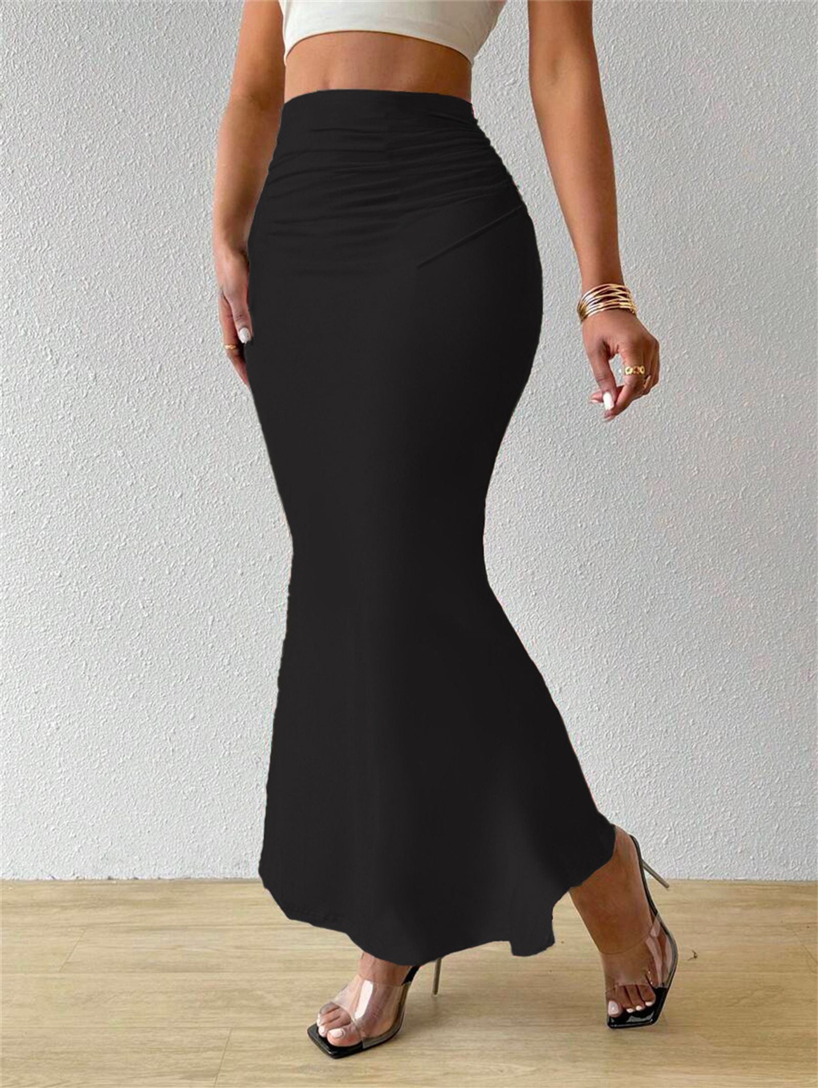 Women’s Solid Slim Fishtail Skirt - Elegant & Casual Dress