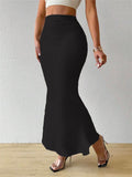 Women’s Solid Slim Fishtail Skirt - Elegant & Casual Dress