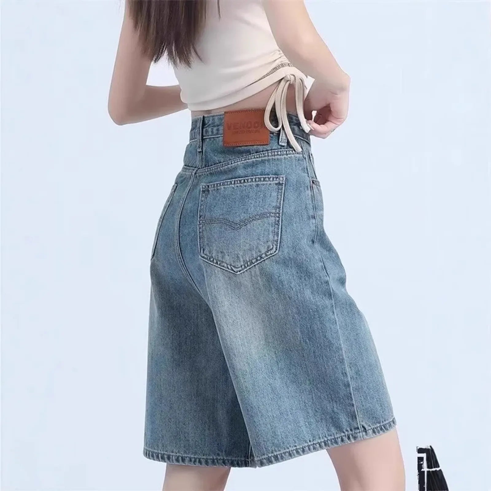 Fashionable Minimalist High Waist Denim Shorts for Women