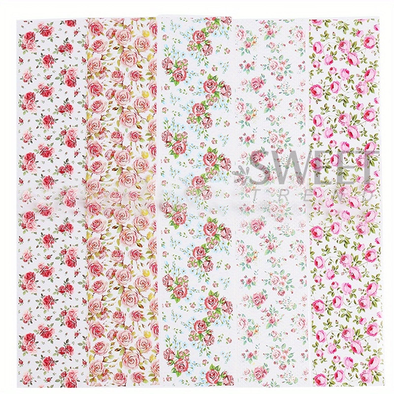 10PCS Rose Flower Nail Art Foils Transfer Sticker Set