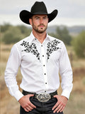 Men's Tribal Pattern Long Sleeve Black Cowboy Shirt