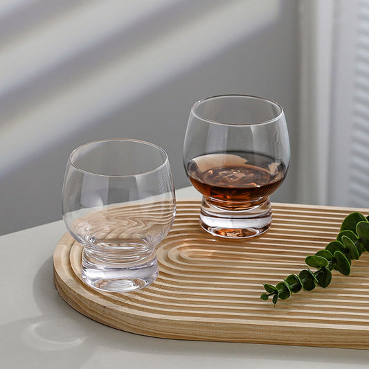 Drum Shaped Glass Tumbler with Thick Base