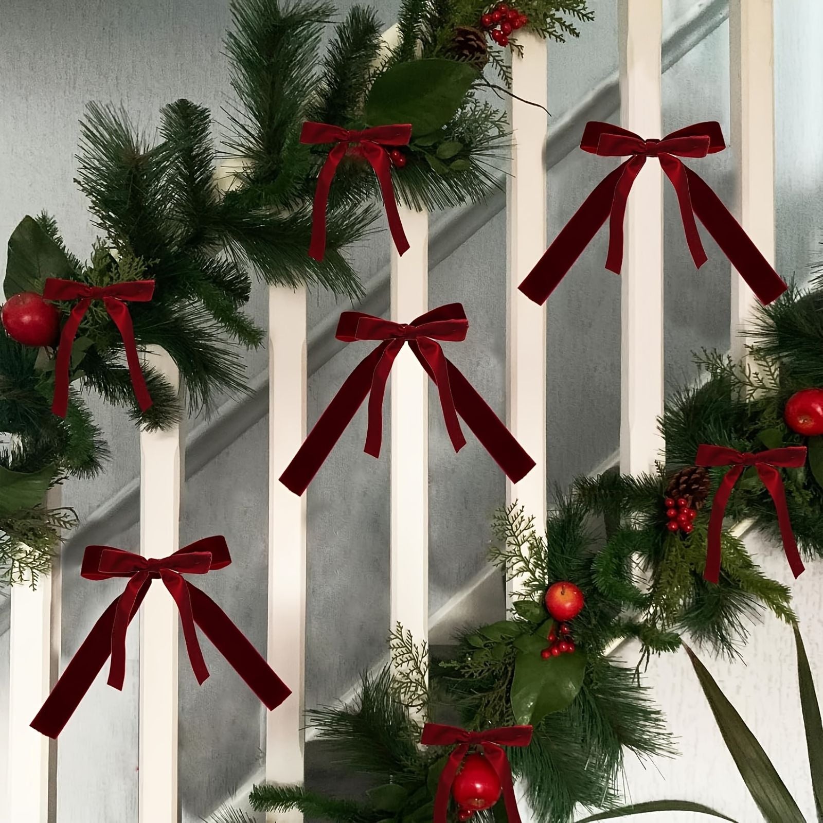 20pcs Burgundy Velvet Bows for Christmas Tree Decoration