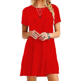 Women’s Vintage Casual Short Sleeve T-Shirt Dress