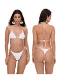 Women's Push-Up Bra Bikini Set - Solid Color Swimwear