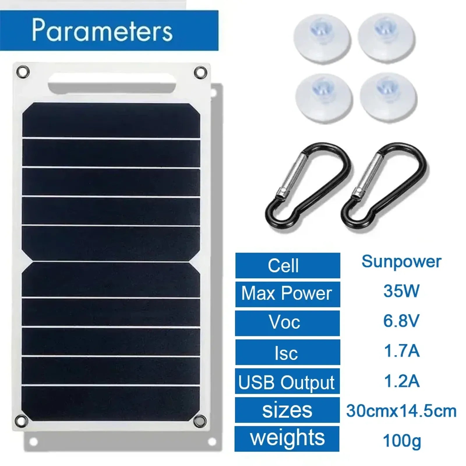 35W Portable Solar Panel with USB Charger for Outdoor Use