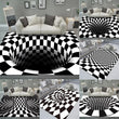 Large 3D Vortex Illusion Black White Rug