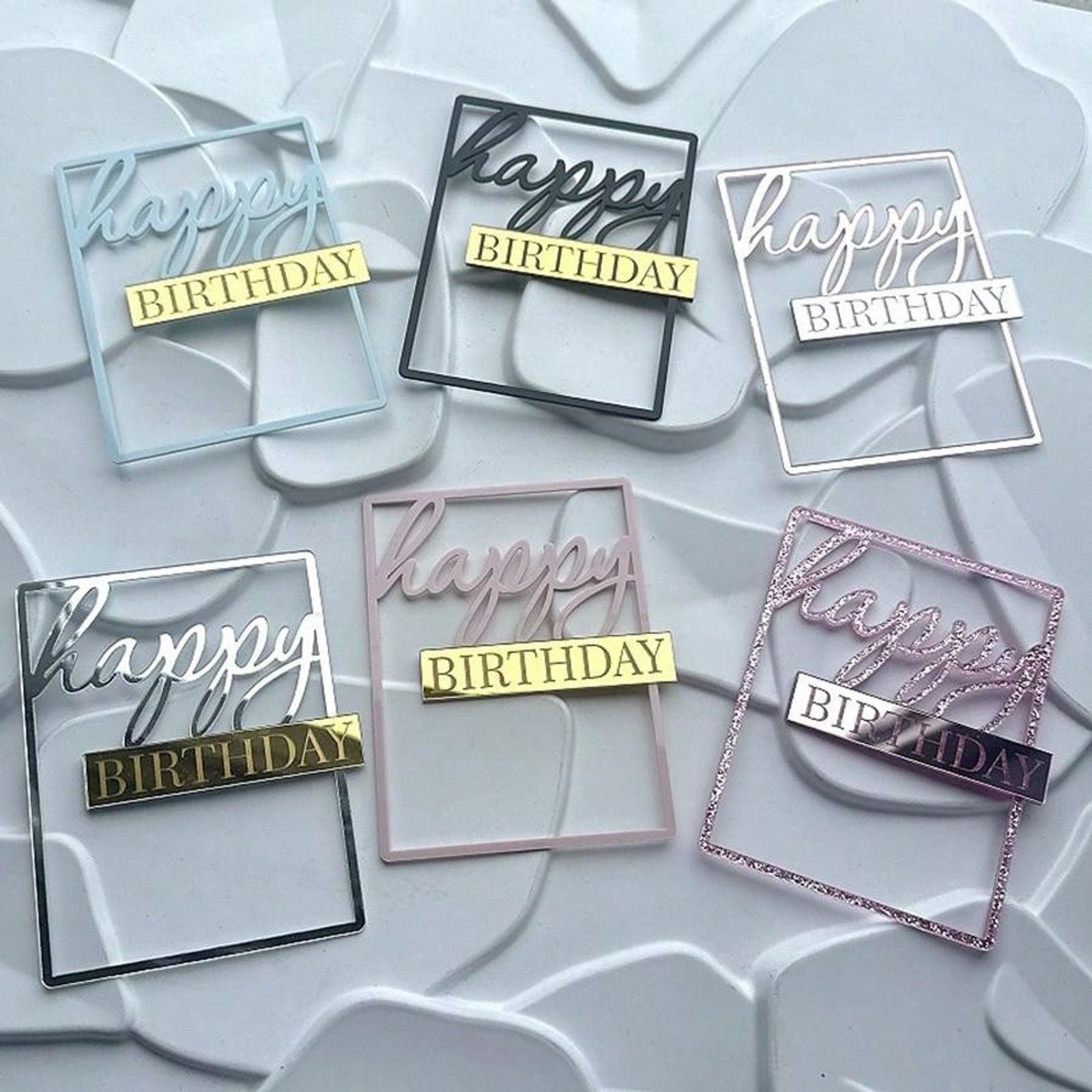Happy Birthday Acrylic Cake Topper Set - 5pcs