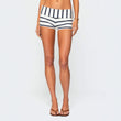 High Waist Stripe Color Block Slim Fit Casual Shorts