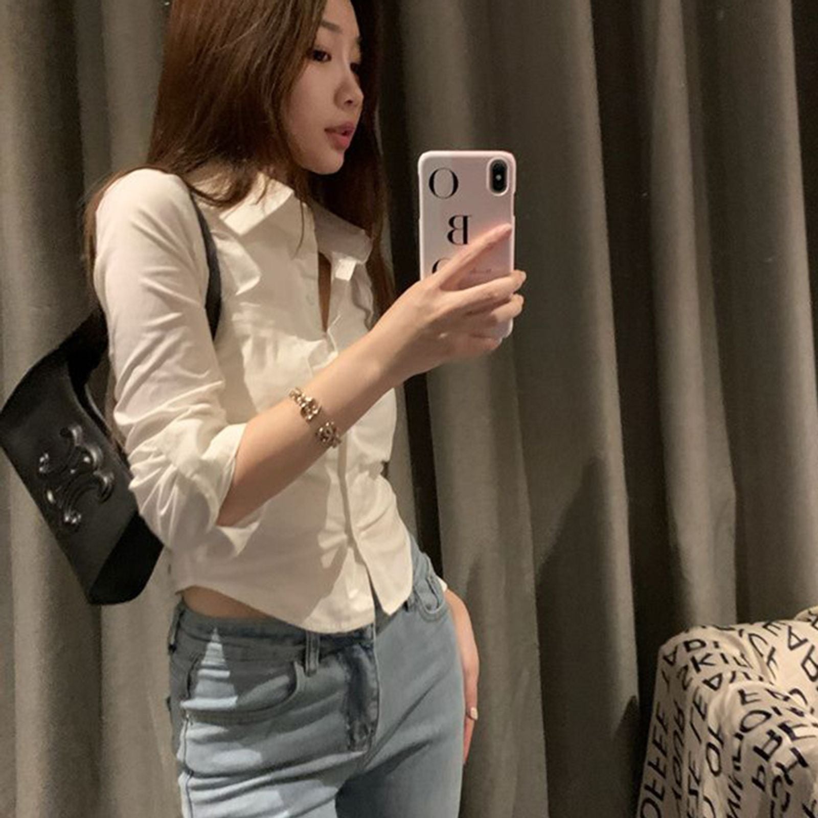 Elegant Korean Women’s Slim Blouse - Spring Y2K Casual Top