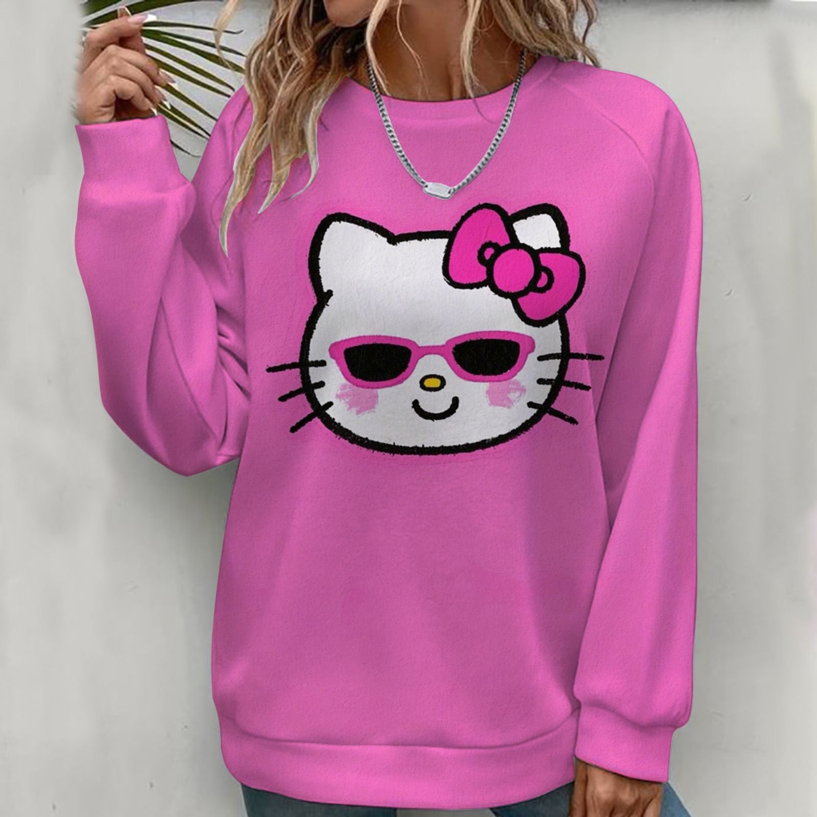 Hello Kitty Women's Hoodie - Fashionable Round Neck Sweatshirt