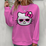 Hello Kitty Women's Hoodie - Fashionable Round Neck Sweatshirt