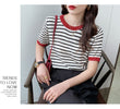 Women's Summer Stripe Knitted Round Collar T-Shirt