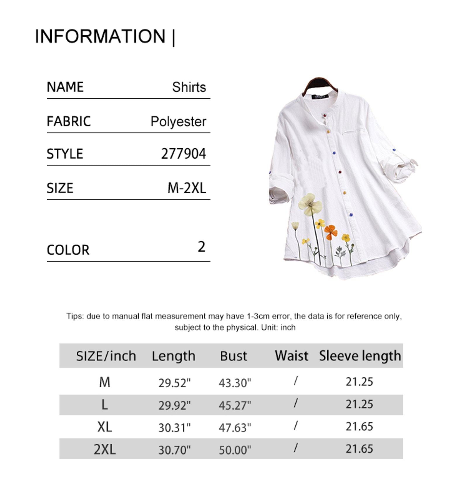 Women's Floral Pattern Button Down Long Sleeve Blouse