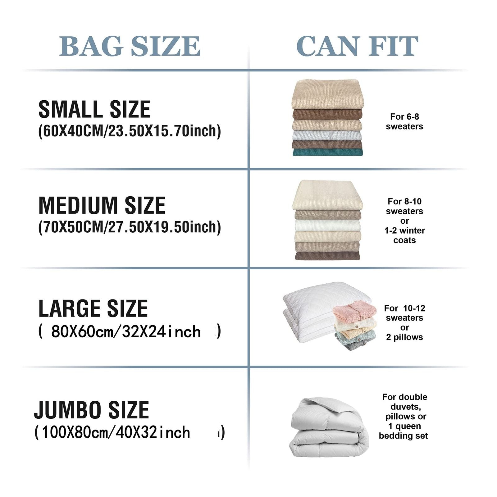 5 Pack Vacuum Storage Bags for Comforters and Clothes