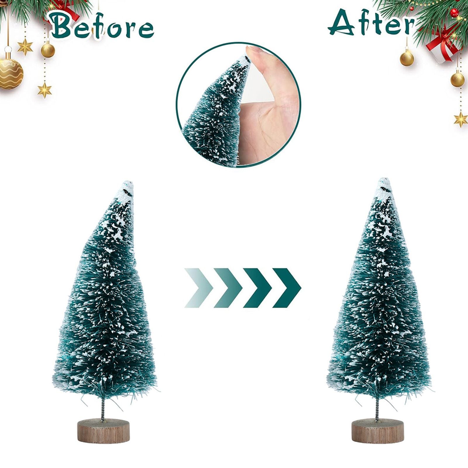 Mini Wooden Christmas Tree in Blue Green White Gold