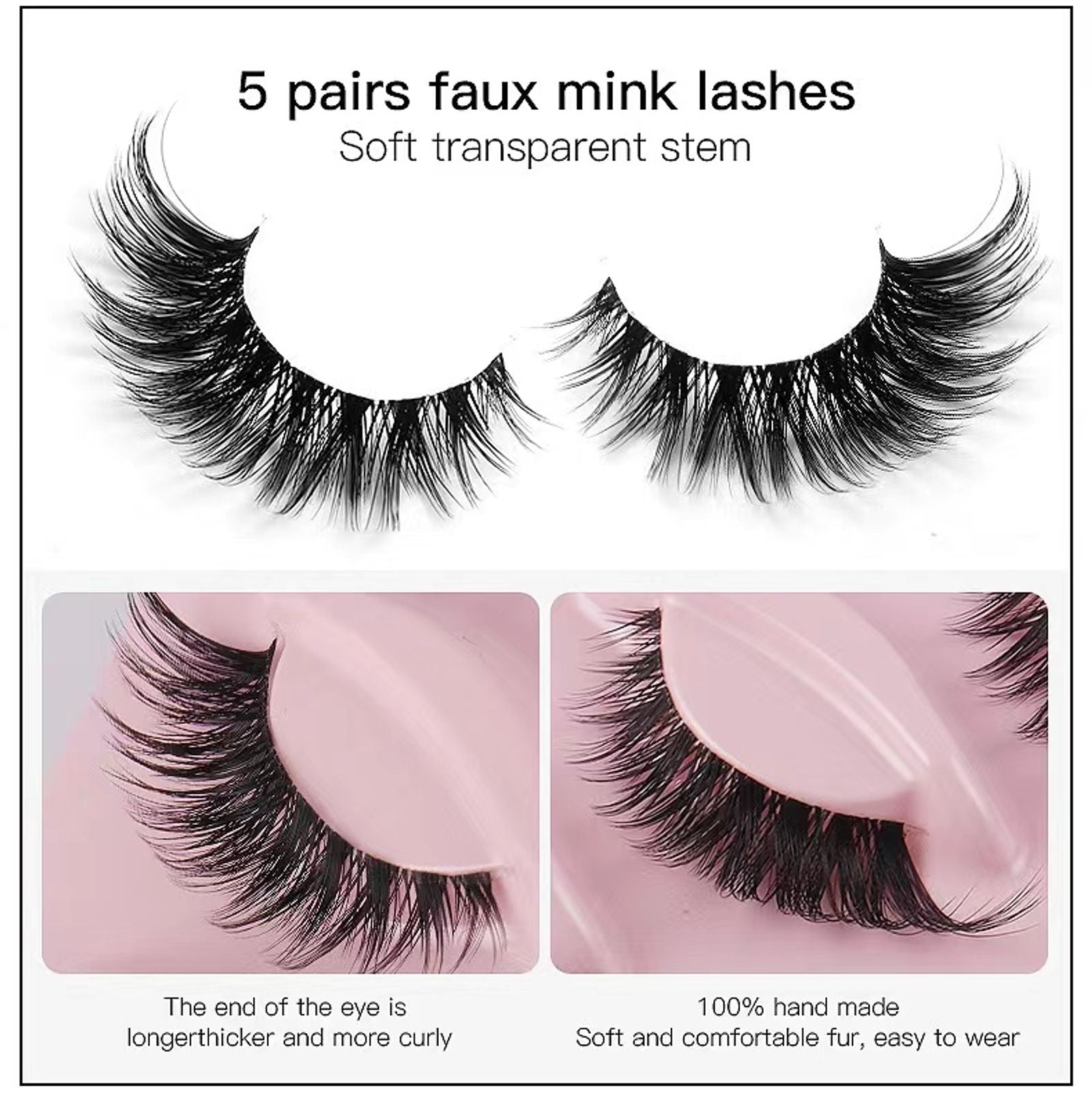 5 Pairs Cat Eye Faux Eyelashes