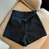 Women’s High Waisted A-Line Black Shorts
