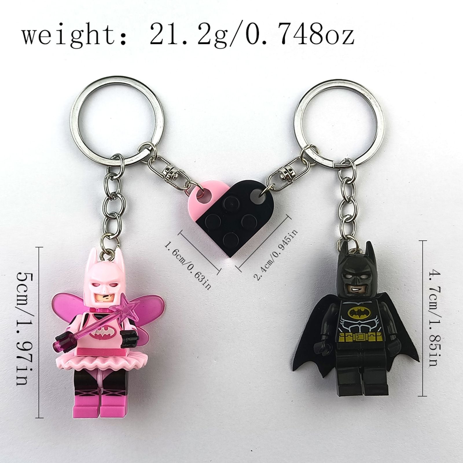 Handmade 3D Bat Couple Keychain Pendant - Y2K Jewelry