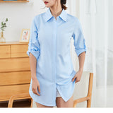 Women's Long Sleeve White and Pink Oversized Blouse