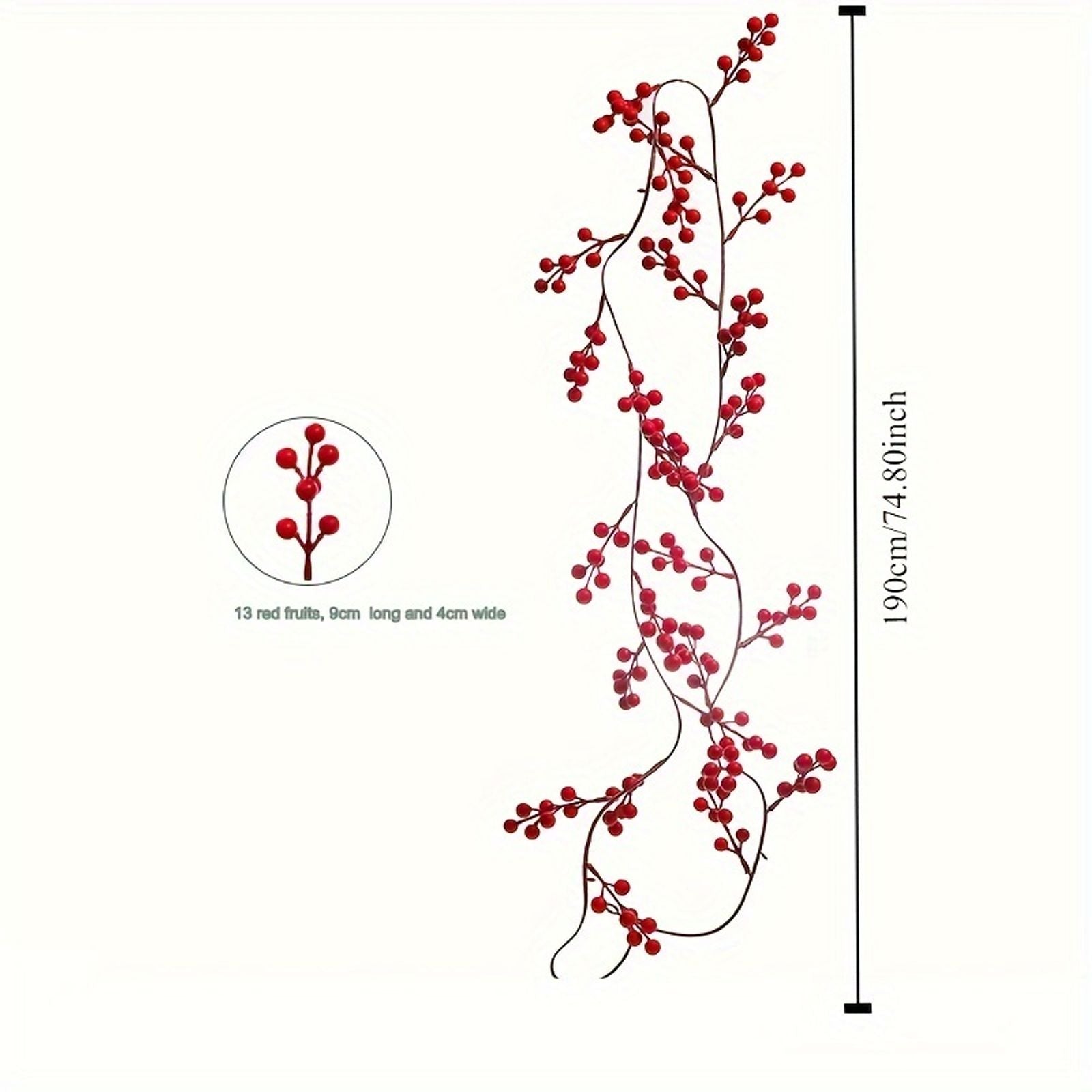190cm Artificial Cranberry Vine for Festive Decor