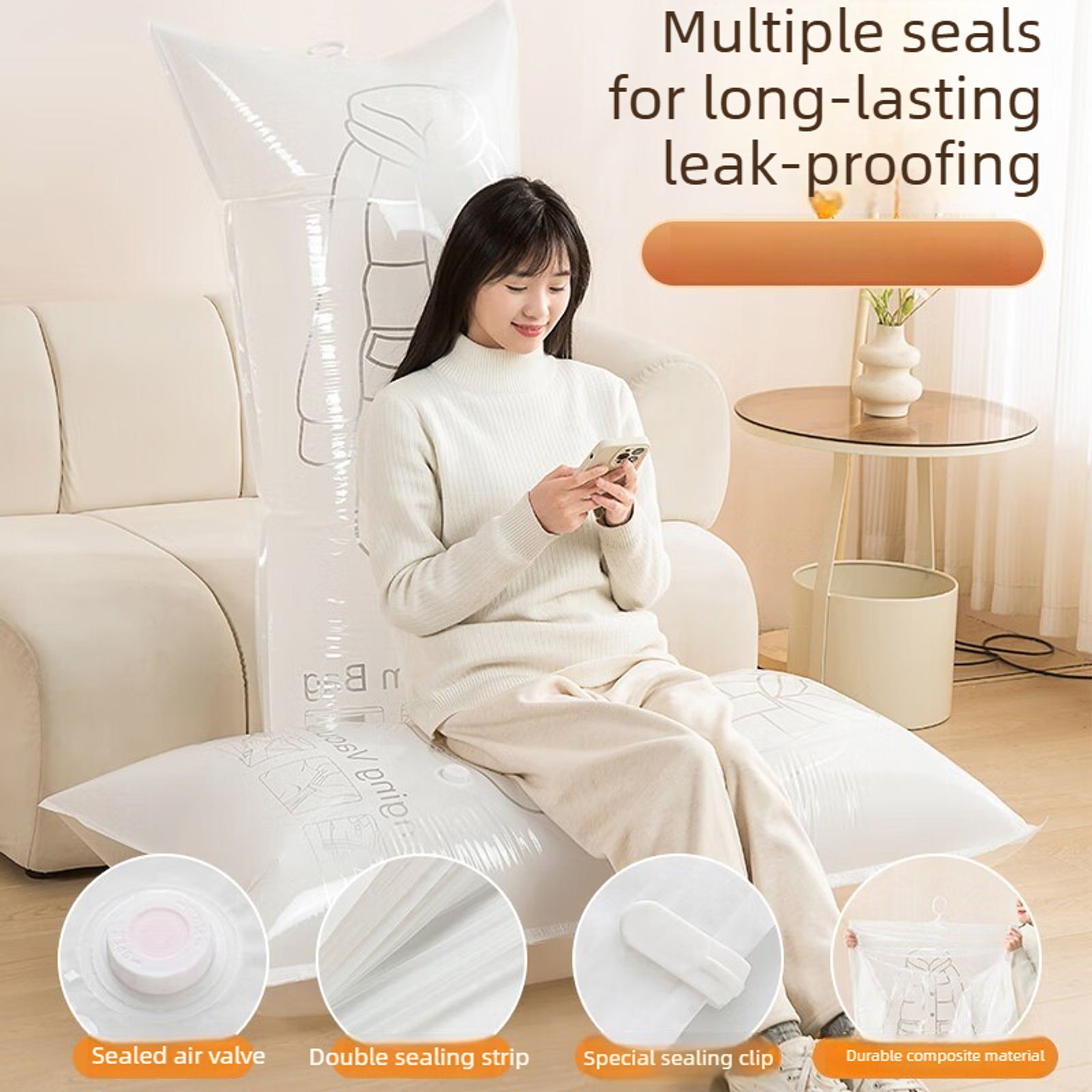 Vacuum Compression Storage Bag for Coats and Clothes