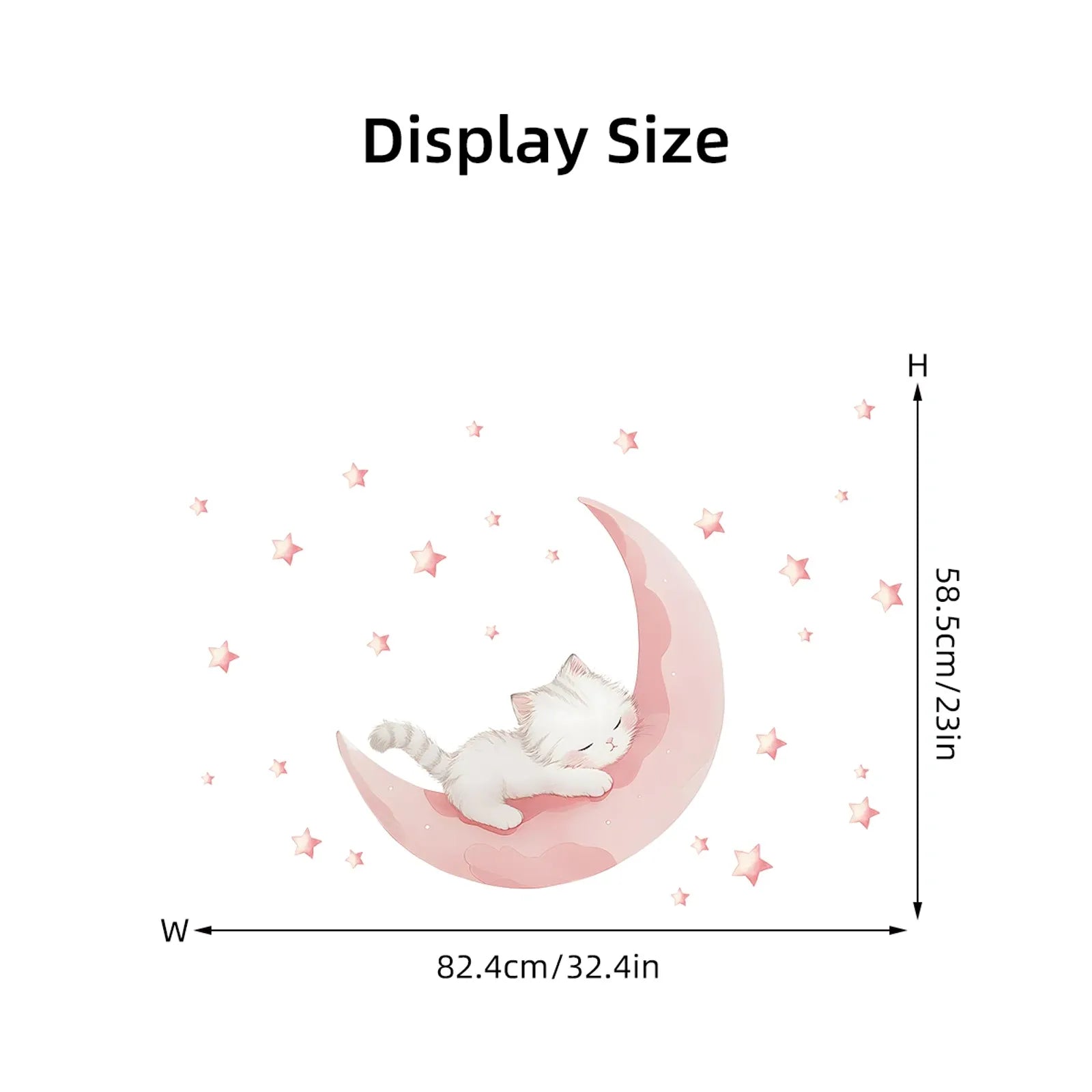 Cute Cat Pink Moon Wall Stickers for Kids' Rooms