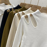 Hollow-Out Turtleneck Knitted Sweater for Women