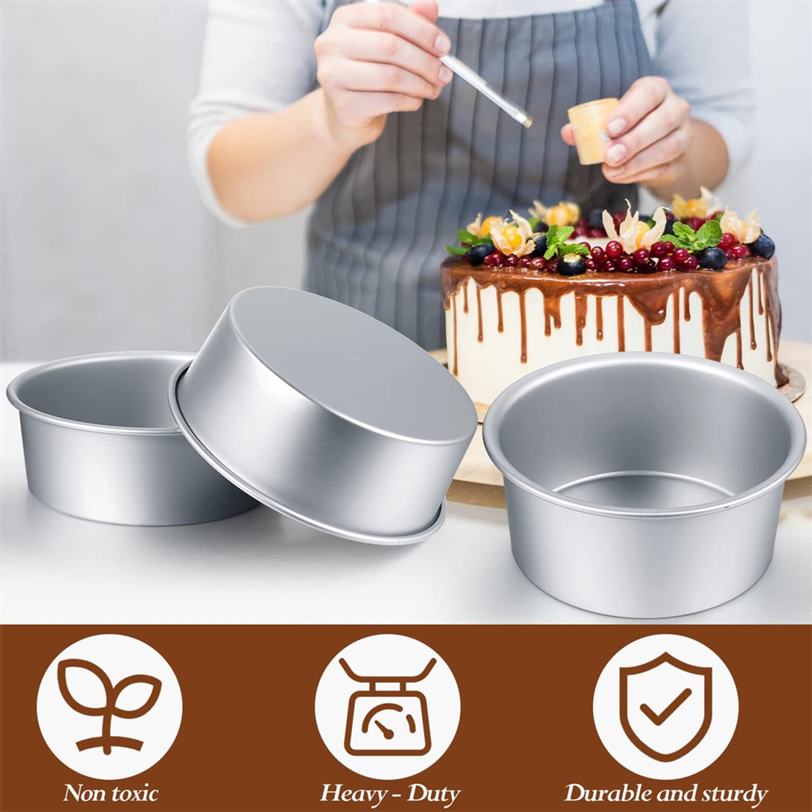 Nonstick Round Cake Pan Set - 4 to 12 Inch Aluminum Moulds