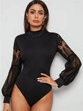 Women's Sexy Long Sleeve Bandage Bodysuit Jumpsuit