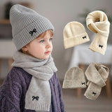 Korean Kids' Knitted Hat and Scarf Set - Winter Warmth
