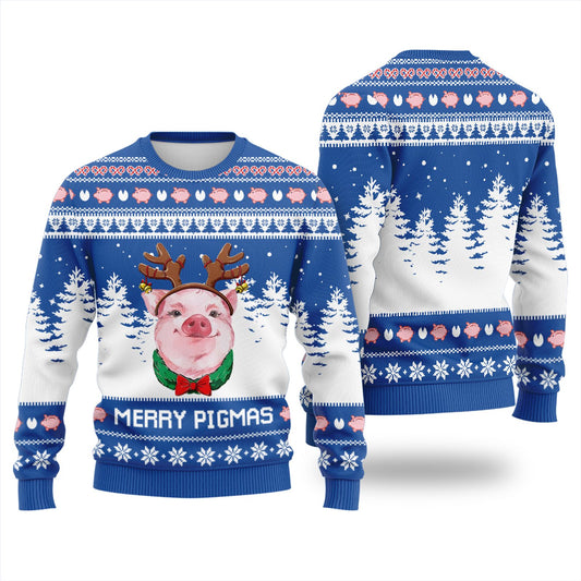 Pig with Reindeer Antlers Winter Christmas Hoodie