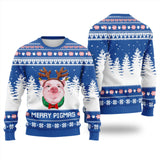 Pig with Reindeer Antlers Winter Christmas Hoodie