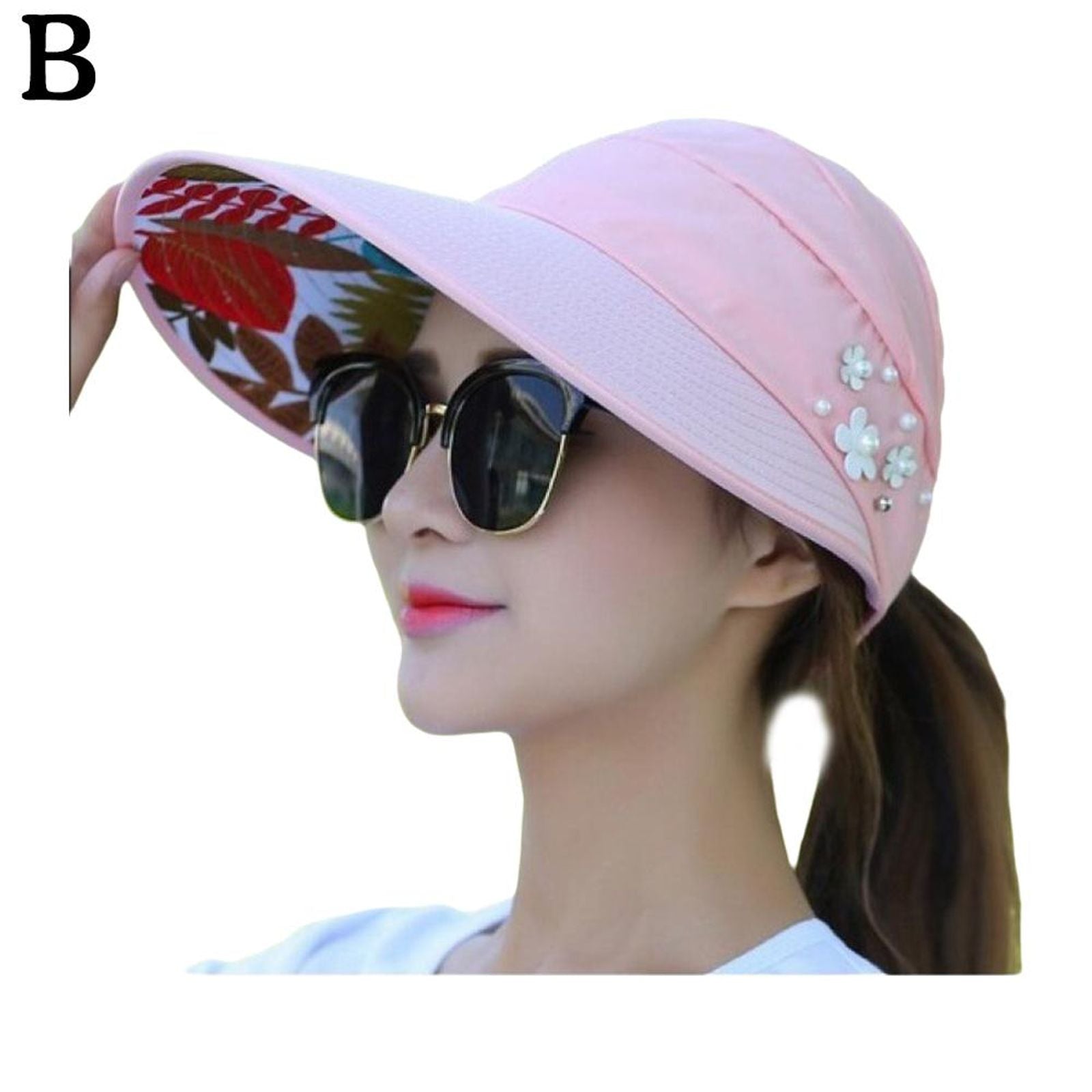 Womens Summer Wide Brim Foldable Sun Hat - Anti-UV Visor
