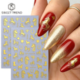 2pcs Bronzing Horse Nail Stickers with Cactus Design