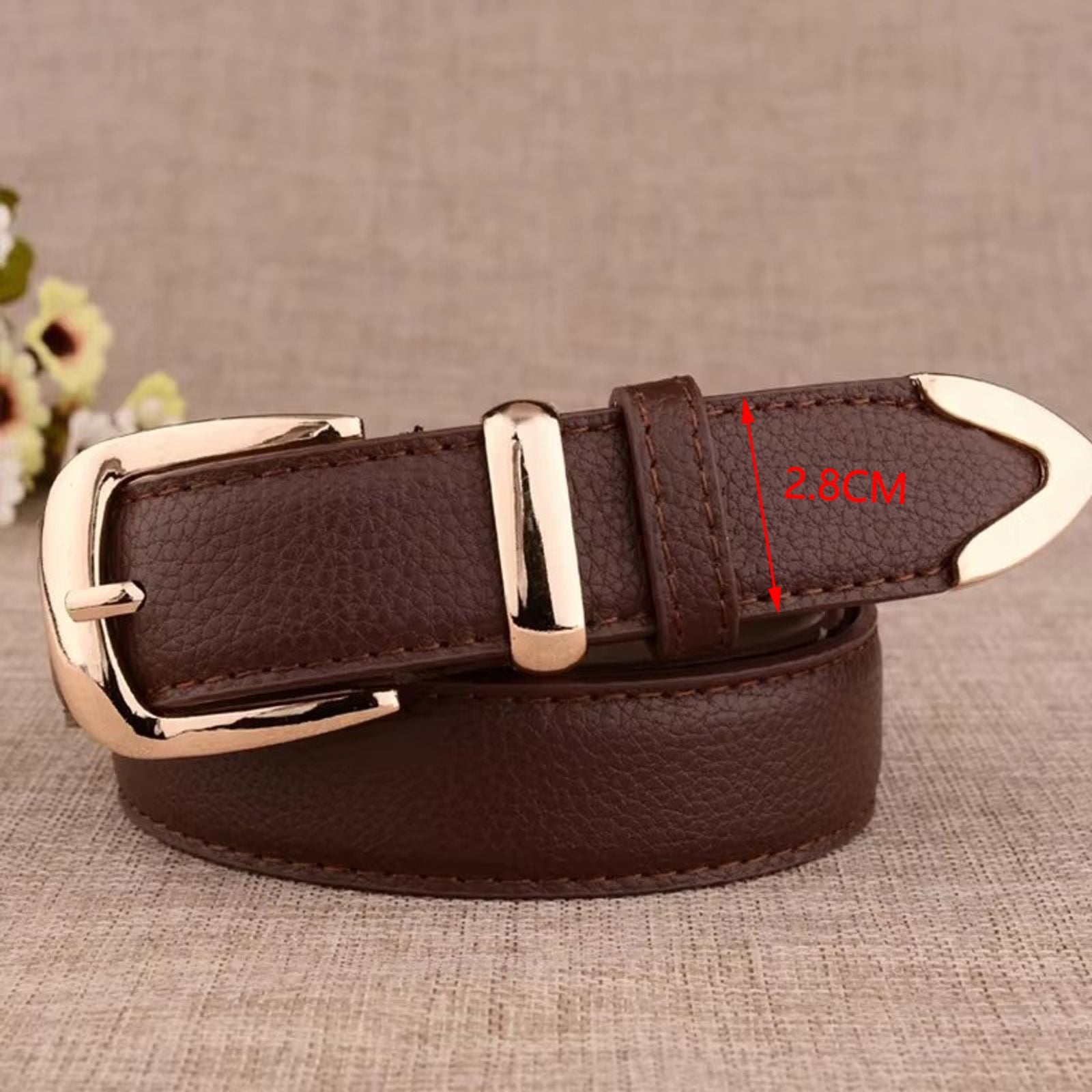 Women’s Genuine Leather Belt with Gold Buckle