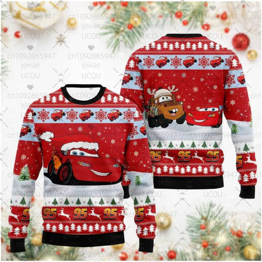 Men's Winter Christmas Lightning McQueen Print Hoodie