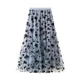 Elegant Floral Tulle Midi Skirt for Women