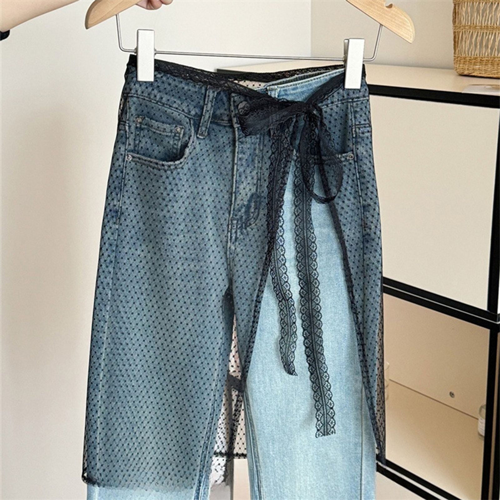 Layered Gauze Skirt with Lace for Y2K Streetwear