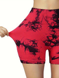 2pcs Women's High-Waist Tie-Dye Yoga Shorts