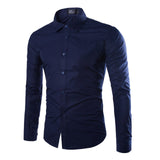 14 Colors Solid Color Men's Fashionable Long Sleeve Shirt