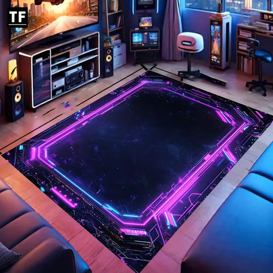 Neon LED 3D Spiral Grid Tunnel Mat Rug for Gaming & Decor