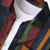 Autumn Men's Colorful Striped Long Sleeve Button-down Shirt