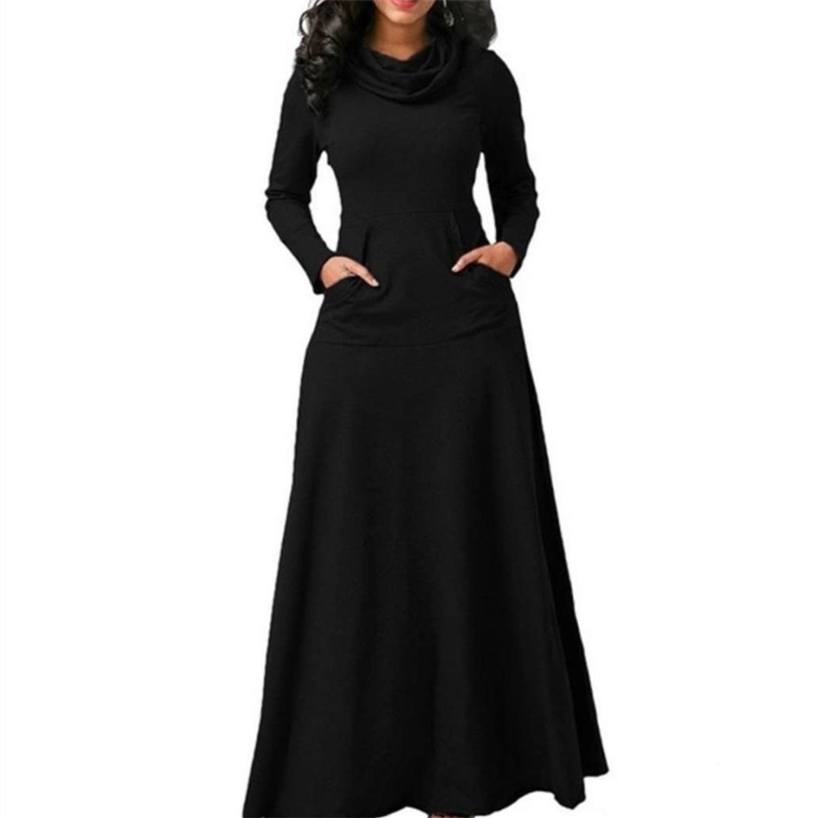 Women's Loose Winter Dress with Large Pockets
