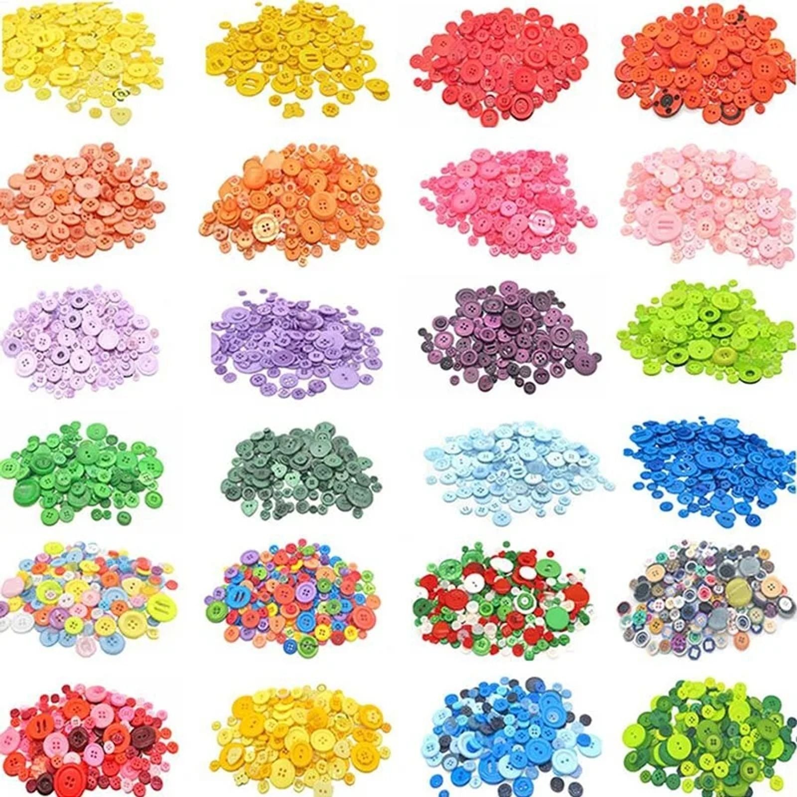 100PCS Colorful Mixed Resin Buttons for DIY Crafts