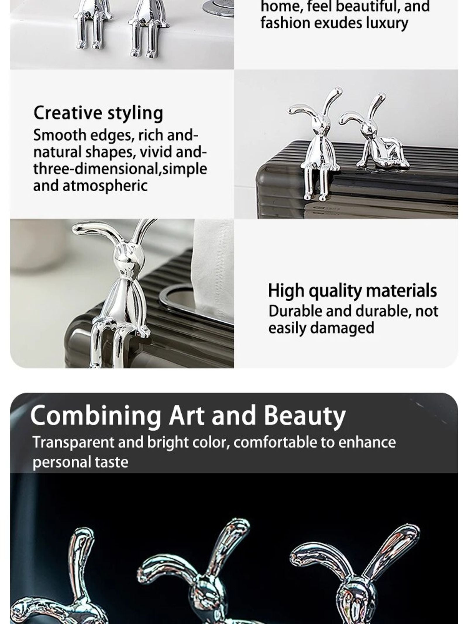 2PC Long-Eared Rabbit Ornaments for Home Decoration