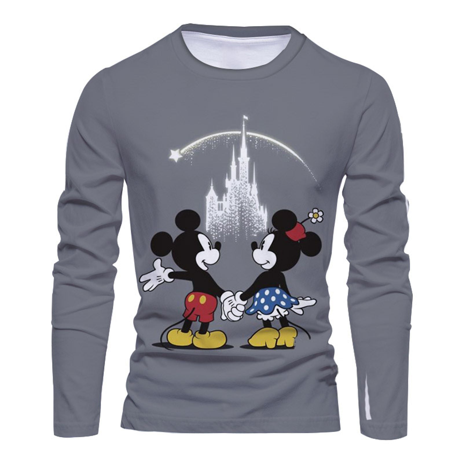 Men's Disney Stitch & Mickey Anime Fashion Long Sleeve T-Shirt