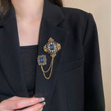 Studded Pearl Shaped Square Brooch for Women