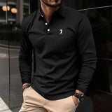 Men's Casual Long Sleeve Polos with Lapel